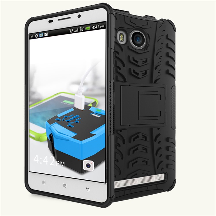 Cool Tire Pattern PC + TPU Kickstand Phone Case for Lenovo A7700 - Black-12