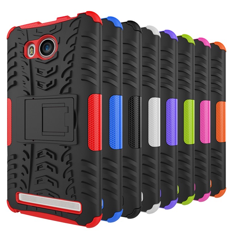Cool Tire Pattern PC + TPU Kickstand Phone Case for Lenovo A7700 - Black-13