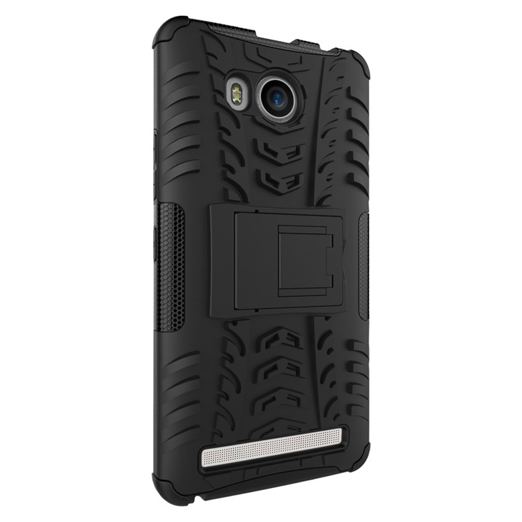 Cool Tire Pattern PC + TPU Kickstand Phone Case for Lenovo A7700 - Black-3