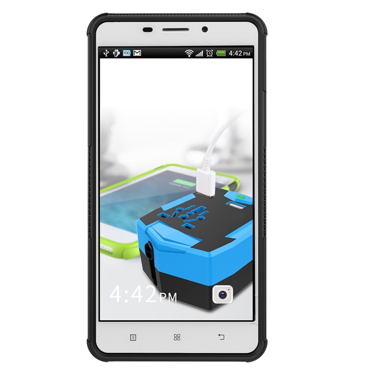 Cool Tire Pattern PC + TPU Kickstand Phone Case for Lenovo A7700 - Black-4