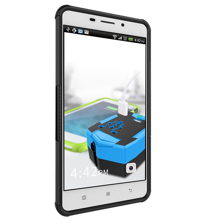 Cool Tire Pattern PC + TPU Kickstand Phone Case for Lenovo A7700 - Black-5