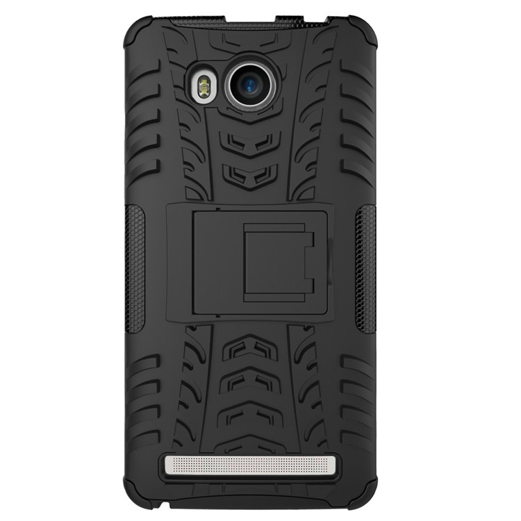 Cool Tire Pattern PC + TPU Kickstand Phone Case for Lenovo A7700 - Black-8