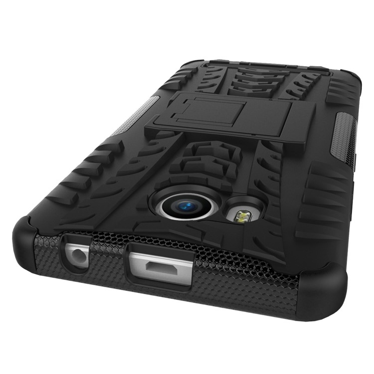 Cool Tire Pattern PC + TPU Kickstand Phone Case for Lenovo A7700 - Black-9