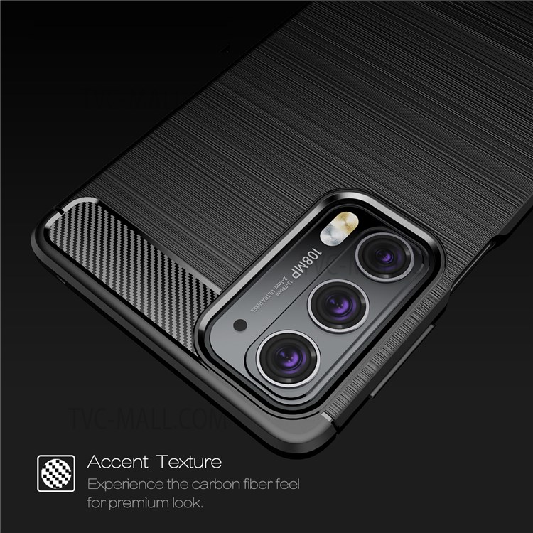 For Motorola Edge 20 Carbon Fiber Texture Case Brushed Surface Soft TPU Anti-Fingerprint Protective Cover - Black-5