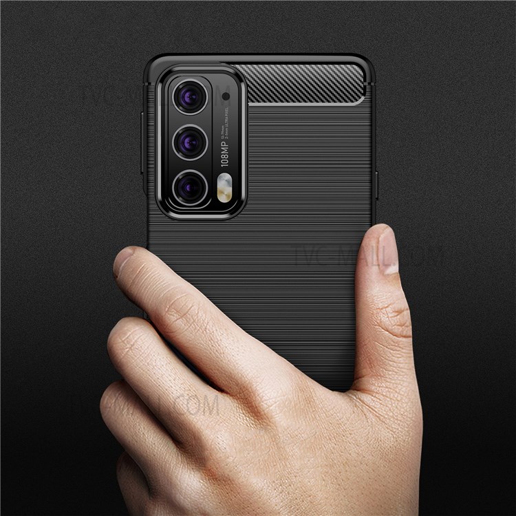 For Motorola Edge 20 Carbon Fiber Texture Case Brushed Surface Soft TPU Anti-Fingerprint Protective Cover - Black-6