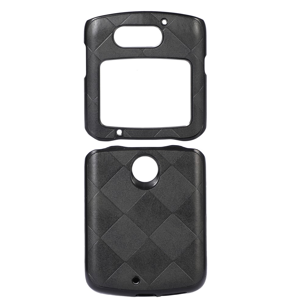 For Motorola Razr 5G Grid Texture PU Leather Coated Phone Case Hard PC + Soft TPU Protective Cover - Black-2