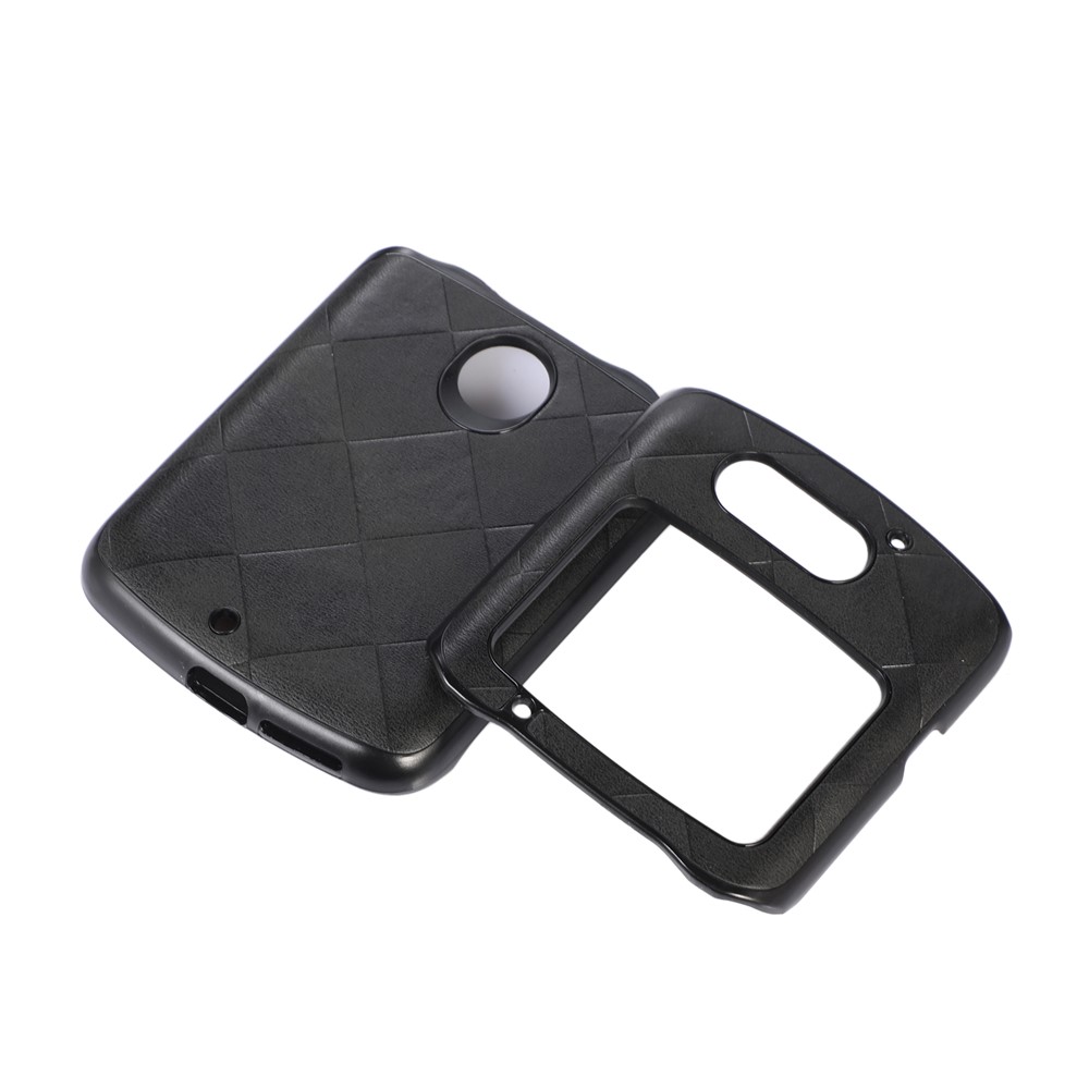 For Motorola Razr 5G Grid Texture PU Leather Coated Phone Case Hard PC + Soft TPU Protective Cover - Black-3