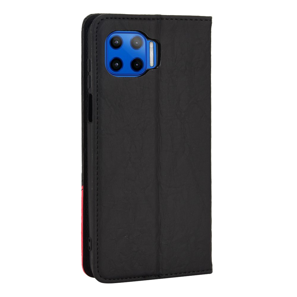 For Motorola Moto G 5G Plus / One 5G Splicing Horizontal Flip Leather Case Stand Hidden Magnetic Closure Shockproof Wallet Cover - Black-3