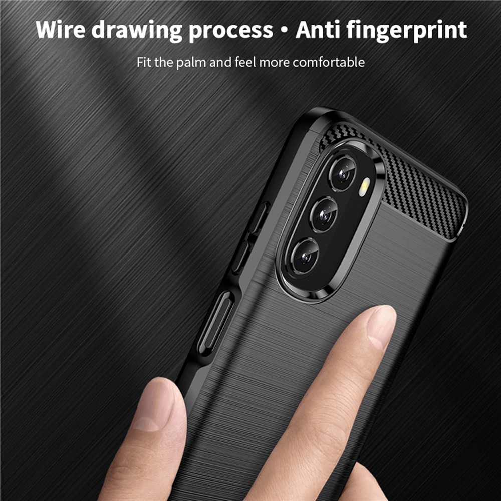 MOFI JK TPU Series-1 for Motorola Moto G 5G(2022) Phone Protector Carbon Fiber Texture Soft TPU Brushed Surface Anti-fall Case - Black-6