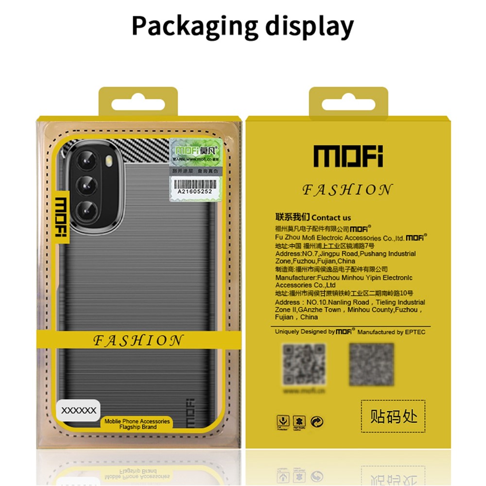 MOFI JK TPU Series-1 for Motorola Moto G 5G(2022) Phone Protector Carbon Fiber Texture Soft TPU Brushed Surface Anti-fall Case - Black-9