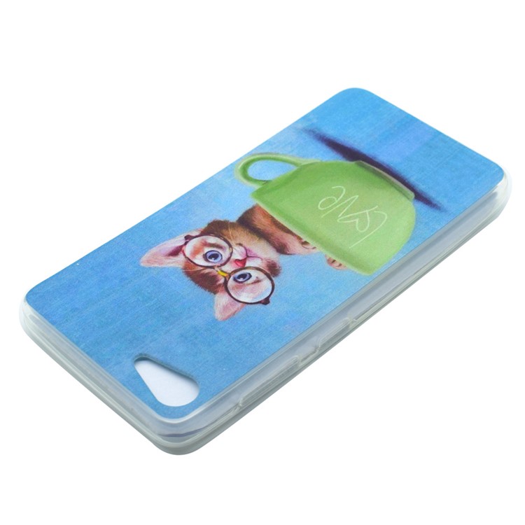 Pattern Printing Clear TPU Cover for Lenovo ZUK Z2 - Lovely Cat in Bowl-3