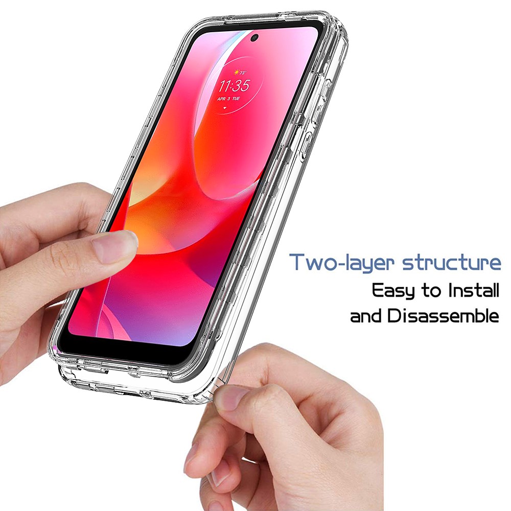 For Motorola Moto G Power (2022) Gradient Color Transparent TPU + PC Hybrid Cover Four Corner Cushion Case - Transparent-4