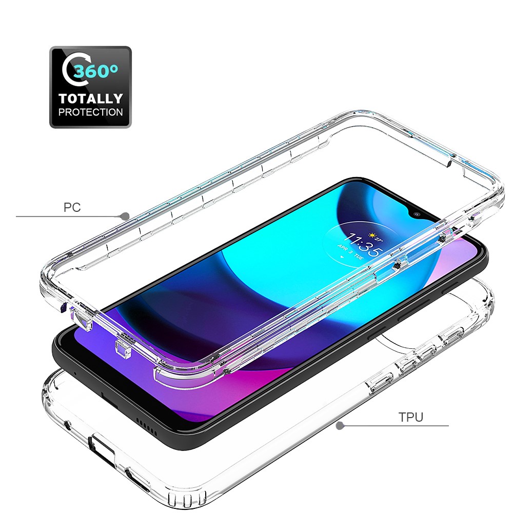 Gradient Transparent TPU + PC Hybrid Cover for Motorola Moto E20 Cushion Bumper Frame Phone Case - Transparent-2