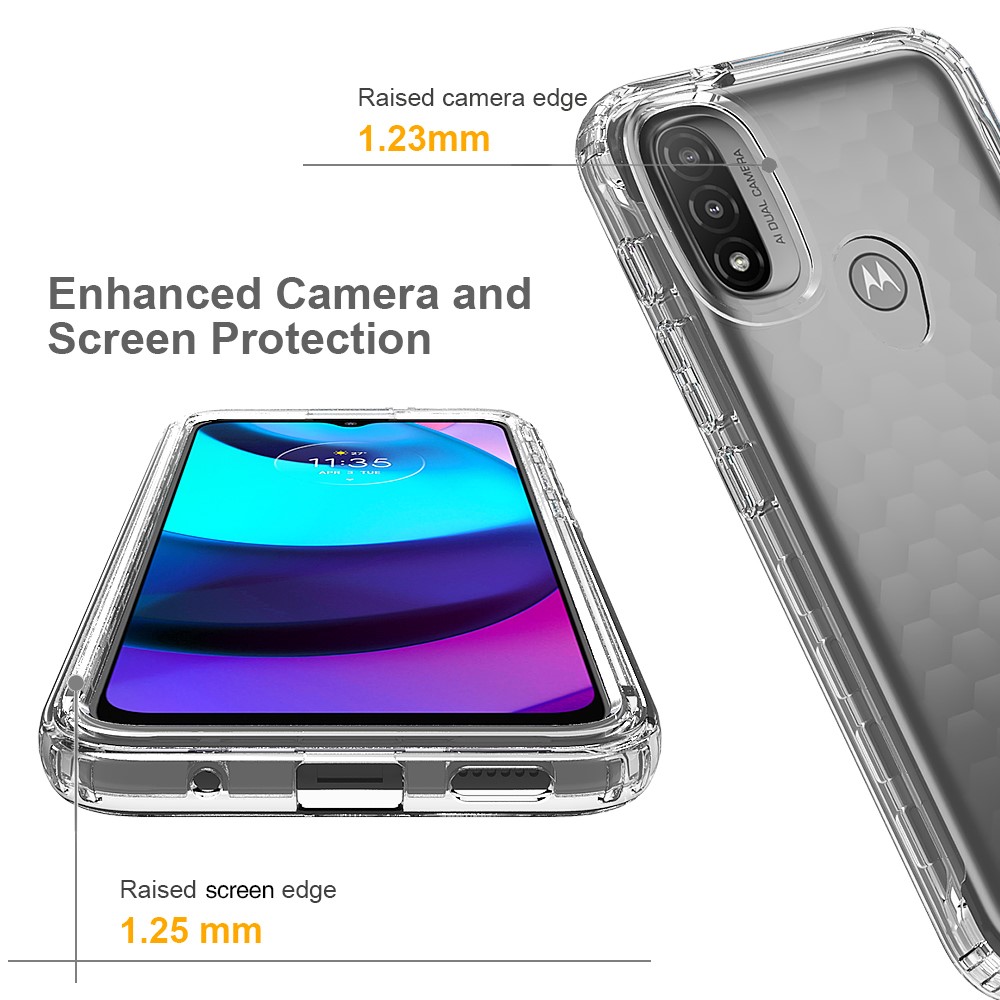 Gradient Transparent TPU + PC Hybrid Cover for Motorola Moto E20 Cushion Bumper Frame Phone Case - Transparent-3