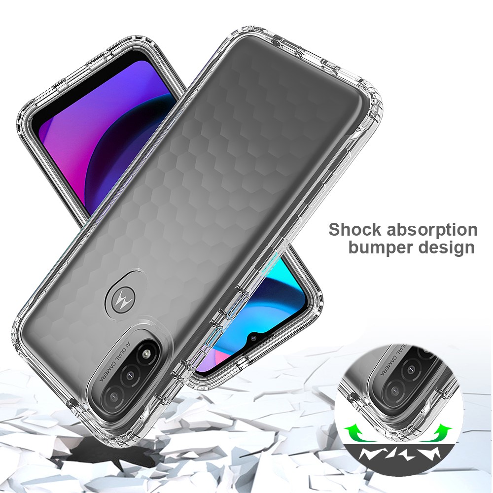 Gradient Transparent TPU + PC Hybrid Cover for Motorola Moto E20 Cushion Bumper Frame Phone Case - Transparent-5