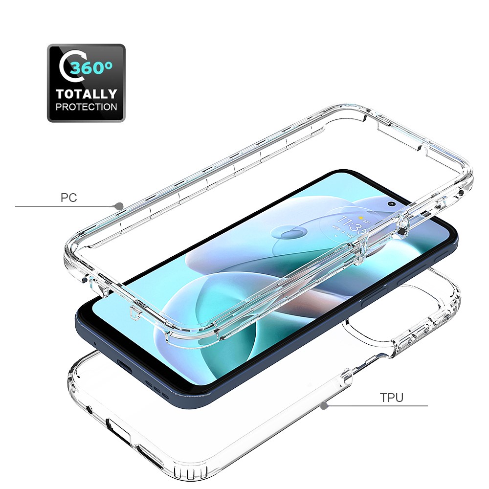 For Motorola Moto G31/G41 Gradient Transparent TPU + PC Hybrid Cover Two-Layer Structure Phone Case Accessory - Transparent-2