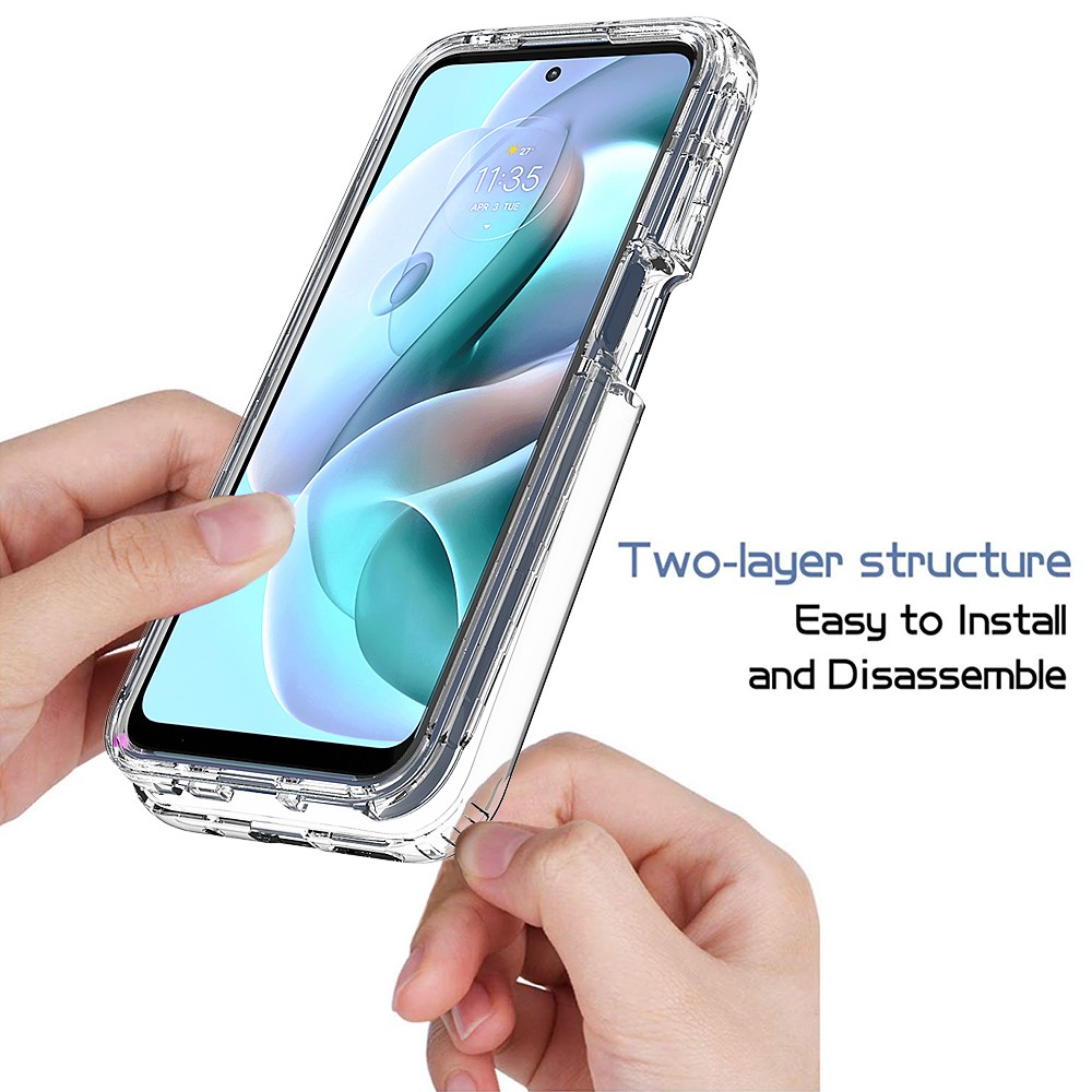 For Motorola Moto G31/G41 Gradient Transparent TPU + PC Hybrid Cover Two-Layer Structure Phone Case Accessory - Transparent-4