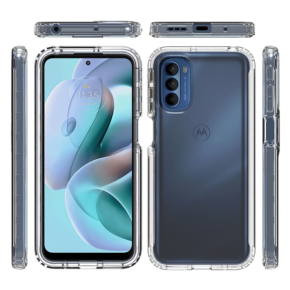 For Motorola Moto G31/G41 Gradient Transparent TPU + PC Hybrid Cover Two-Layer Structure Phone Case Accessory - Transparent-6