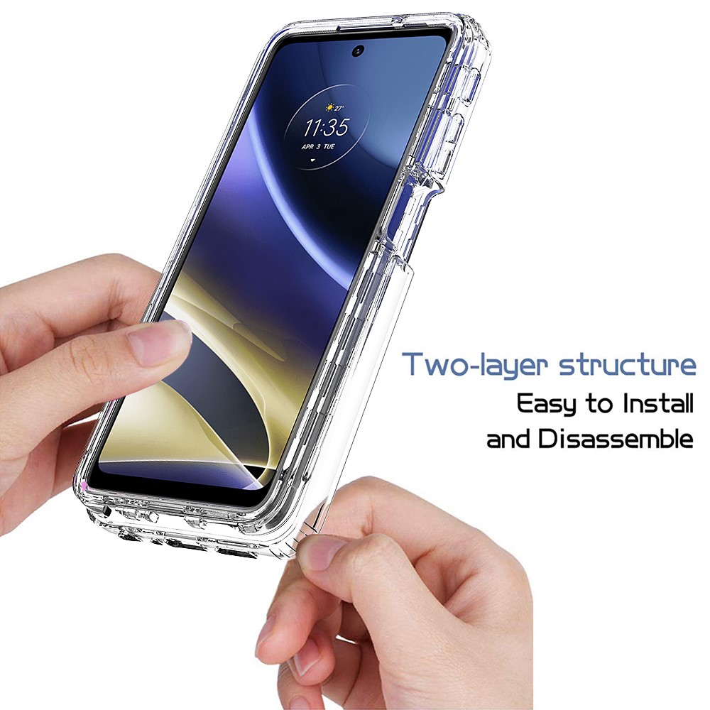 Gradient Transparent TPU + PC Hybrid Cover for Motorola Moto G51 5G Two-Layer Structure Shock-Absorbent Bumper Phone Case - Transparent-5