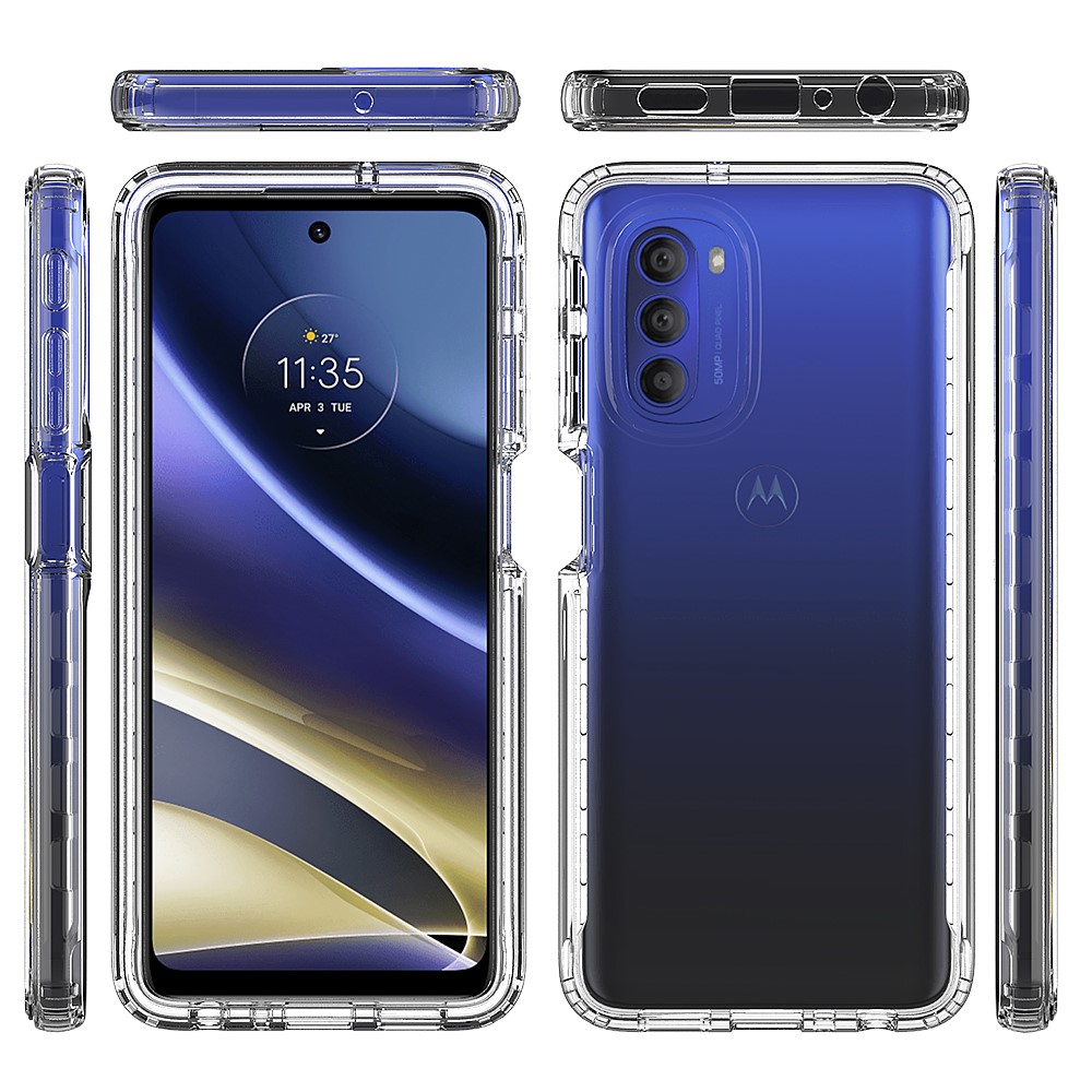 Gradient Transparent TPU + PC Hybrid Cover for Motorola Moto G51 5G Two-Layer Structure Shock-Absorbent Bumper Phone Case - Transparent-6