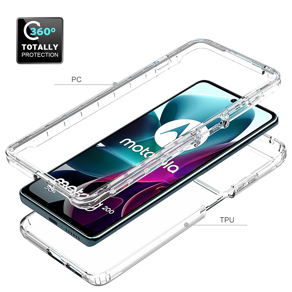 For Motorola Moto G200 5G Two-Layer Structure Gradient Transparent Hybrid Cover Bumper Design TPU + PC Phone Case Accessory - Transparent-2