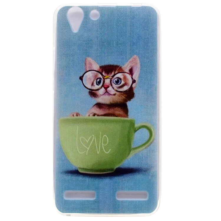 For Lenovo Vibe K5 / Vibe K5 Plus Patterned Soft TPU Cell Phone Case - Lovely Cat in Glasses-1