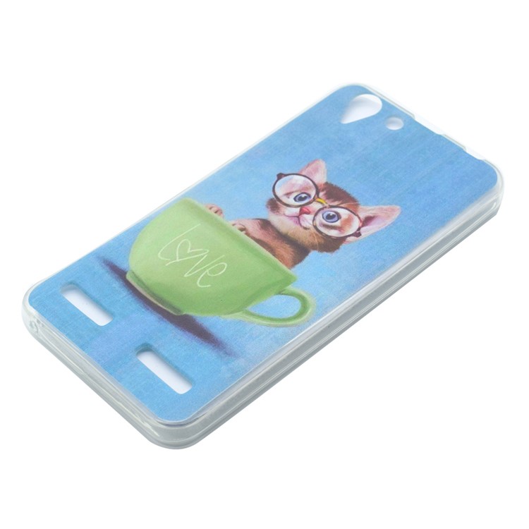 For Lenovo Vibe K5 / Vibe K5 Plus Patterned Soft TPU Cell Phone Case - Lovely Cat in Glasses-2