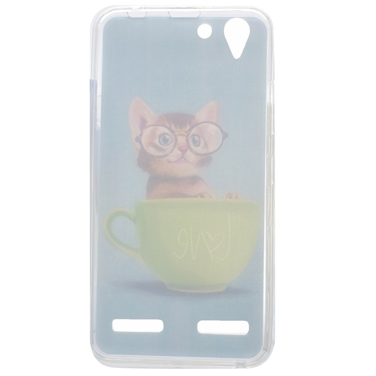 For Lenovo Vibe K5 / Vibe K5 Plus Patterned Soft TPU Cell Phone Case - Lovely Cat in Glasses-4