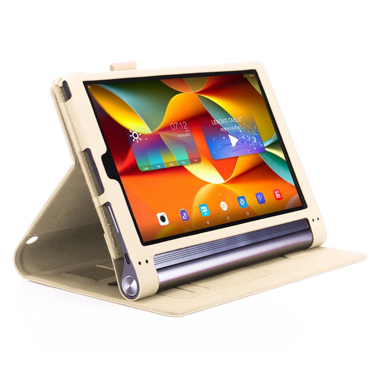 Leather Card Slot Stand Cover with Elastic Strap for Lenovo Yoga Tab 3 Plus - Gold-5