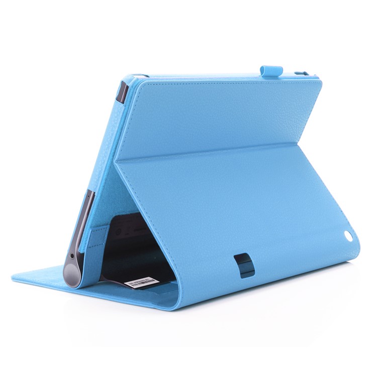 Leather Card Slot Stand Shell with Elastic Strap for Lenovo Yoga Tab 3 Plus - Blue-1