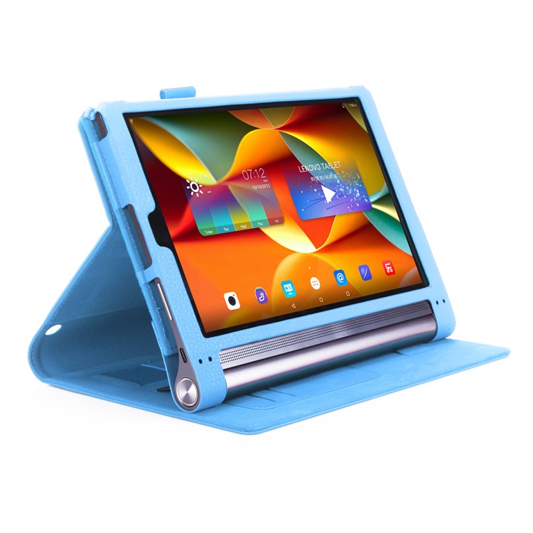Leather Card Slot Stand Shell with Elastic Strap for Lenovo Yoga Tab 3 Plus - Blue-5
