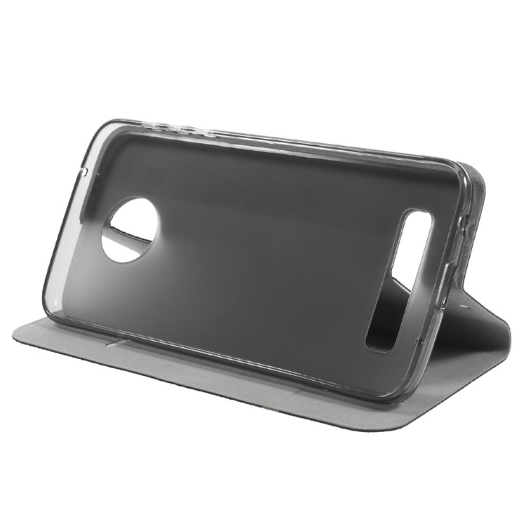 Cross Texture Leather Stand Case with Card Slot for Motorola Moto Z Play Built-in Steel Sheet - Black-4