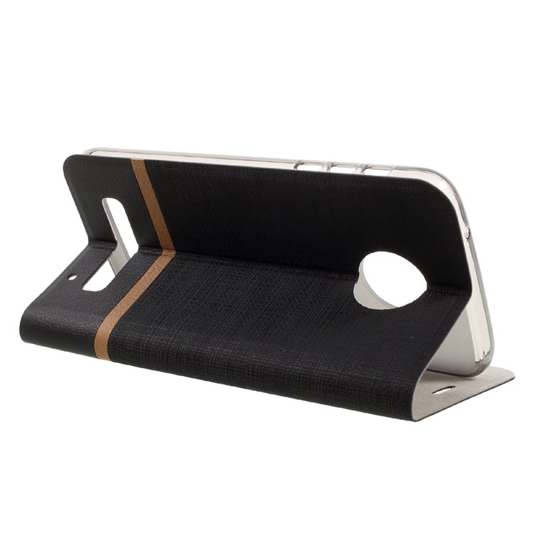 Cross Texture Leather Stand Case with Card Slot for Motorola Moto Z Play Built-in Steel Sheet - Black-5