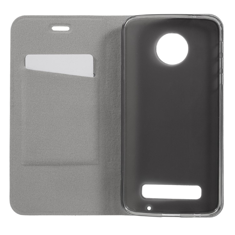 Cross Texture Leather Stand Case with Card Slot for Motorola Moto Z Play Built-in Steel Sheet - Black-6