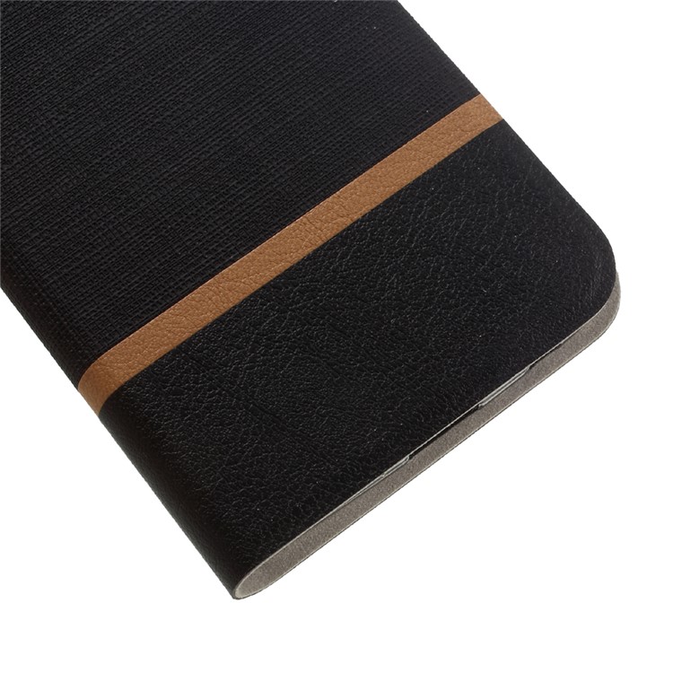 Cross Texture Leather Stand Case with Card Slot for Motorola Moto Z Play Built-in Steel Sheet - Black-7