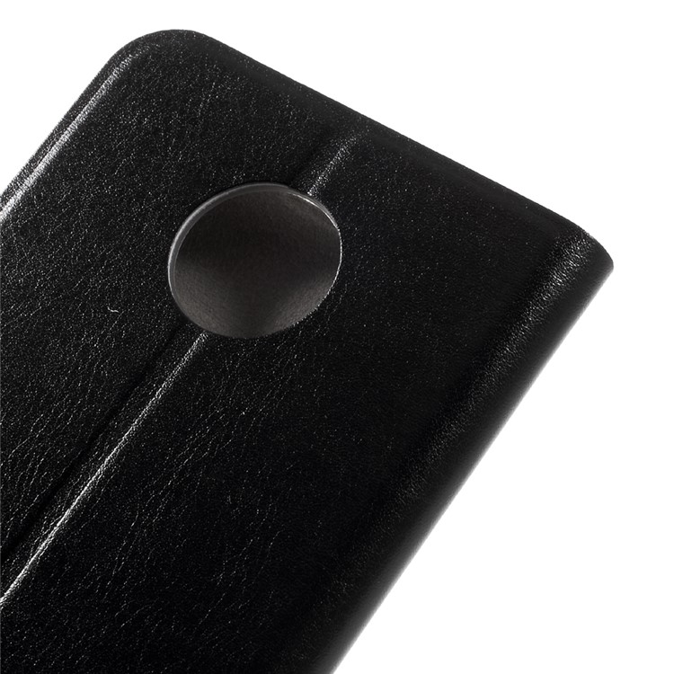 Crazy Horse Leather Stand Card Holder Case for Motorola Moto Z Play Built-in Steel Sheet - Black-8