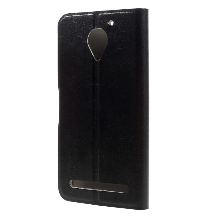 Crazy Horse Leather Stand Case for Lenovo Vibe C2 Power Built-in Steel Sheet - Black-2