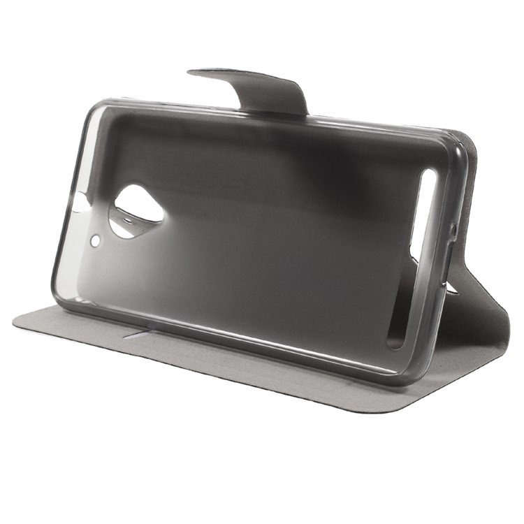 Crazy Horse Leather Stand Case for Lenovo Vibe C2 Power Built-in Steel Sheet - Black-4