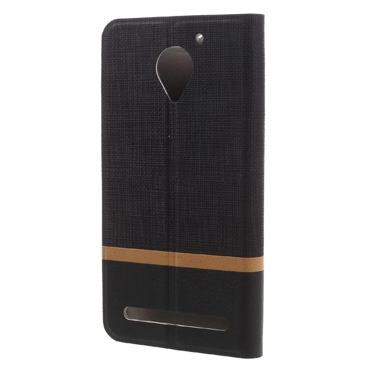 Cross Texture Leather Stand Case with Card Slot for Lenovo Vibe C2 Power Built-in Steel Sheet - Black-2