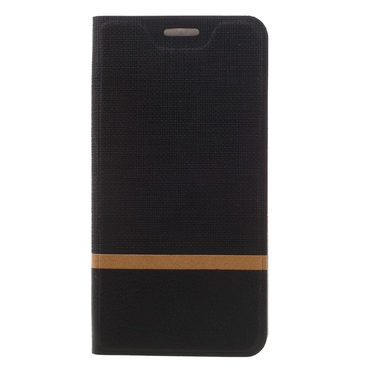 Cross Texture Leather Stand Case with Card Slot for Lenovo Vibe C2 Power Built-in Steel Sheet - Black-3