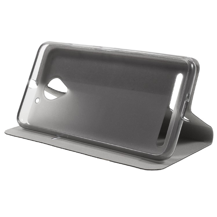 Cross Texture Leather Stand Case with Card Slot for Lenovo Vibe C2 Power Built-in Steel Sheet - Black-4