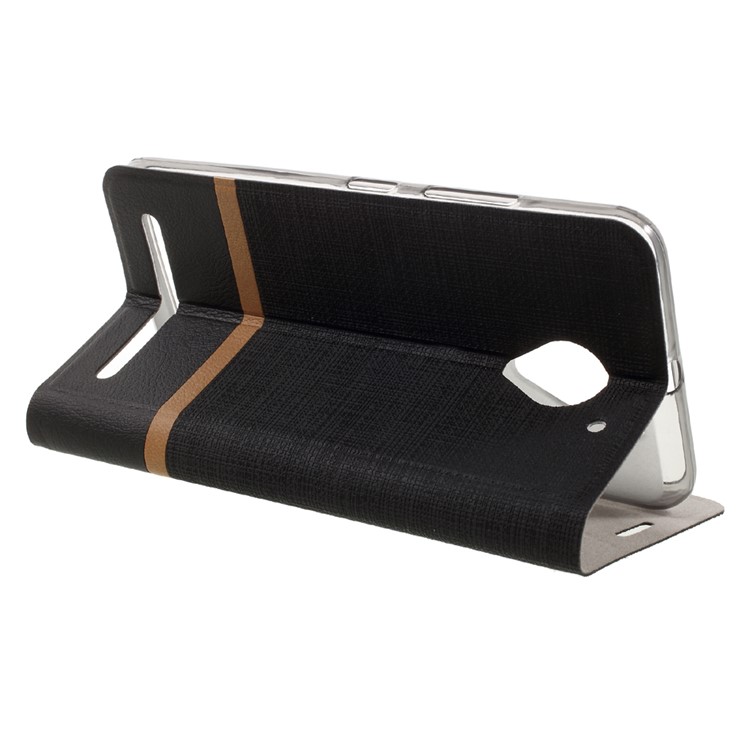 Cross Texture Leather Stand Case with Card Slot for Lenovo Vibe C2 Power Built-in Steel Sheet - Black-5