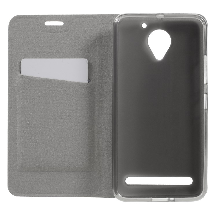 Cross Texture Leather Stand Case with Card Slot for Lenovo Vibe C2 Power Built-in Steel Sheet - Black-6