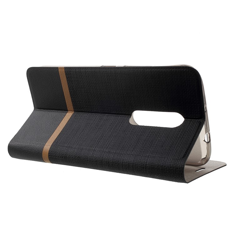 Cross Texture Leather Card Slot Stand Case for Motorola Moto M Built-in Steel Sheet - Black-3