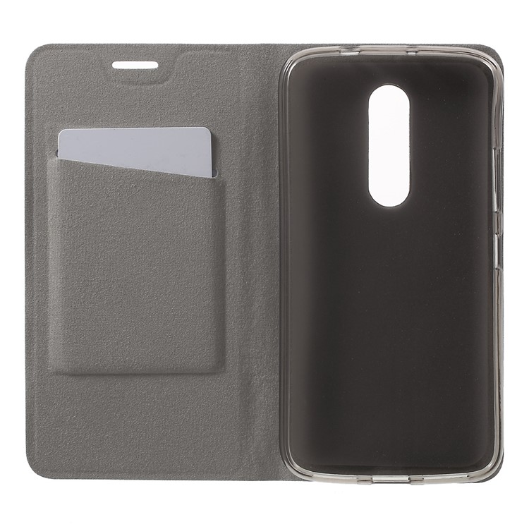Cross Texture Leather Card Slot Stand Case for Motorola Moto M Built-in Steel Sheet - Black-4