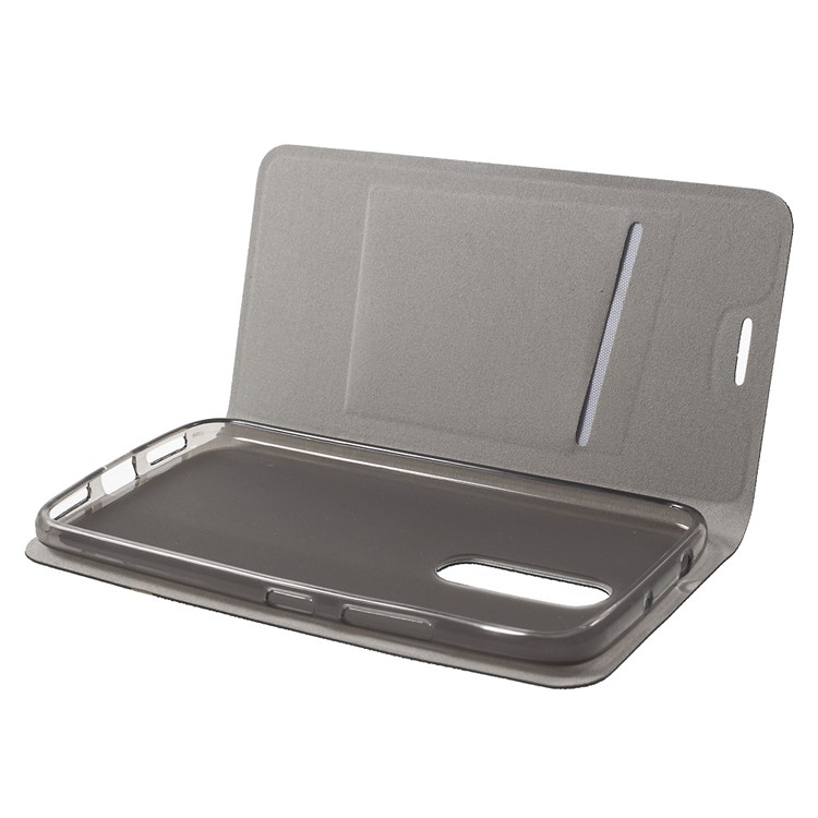 Cross Texture Leather Card Slot Stand Case for Motorola Moto M Built-in Steel Sheet - Black-5