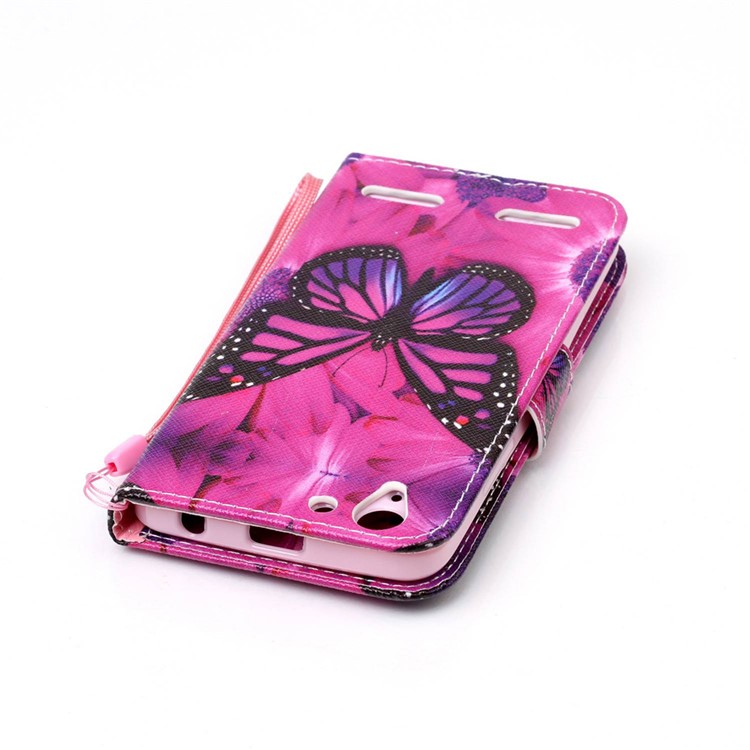 Patterned Leather Wallet Case with Strap for Lenovo Vibe K5 / K5 Plus - Butterfly and Flower-6