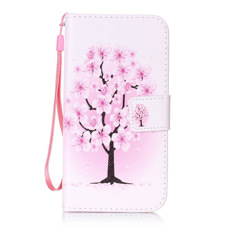 Patterned Leather Stand Case with Strap for Lenovo Vibe K5 / K5 Plus - Pretty Plum Flower-1