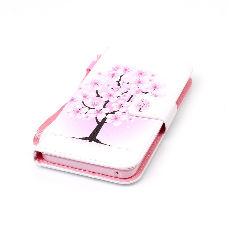 Patterned Leather Stand Case with Strap for Lenovo Vibe K5 / K5 Plus - Pretty Plum Flower-5