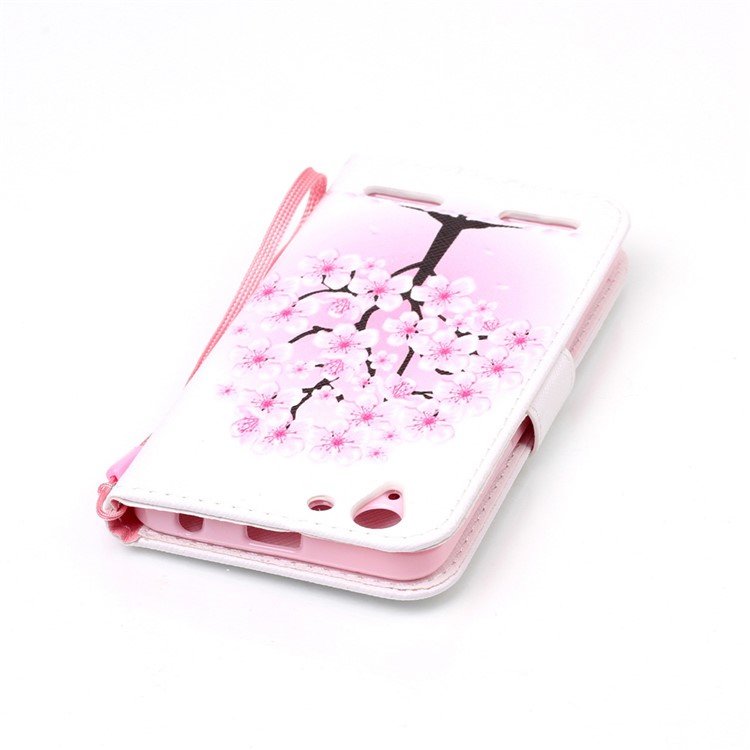 Patterned Leather Stand Case with Strap for Lenovo Vibe K5 / K5 Plus - Pretty Plum Flower-6